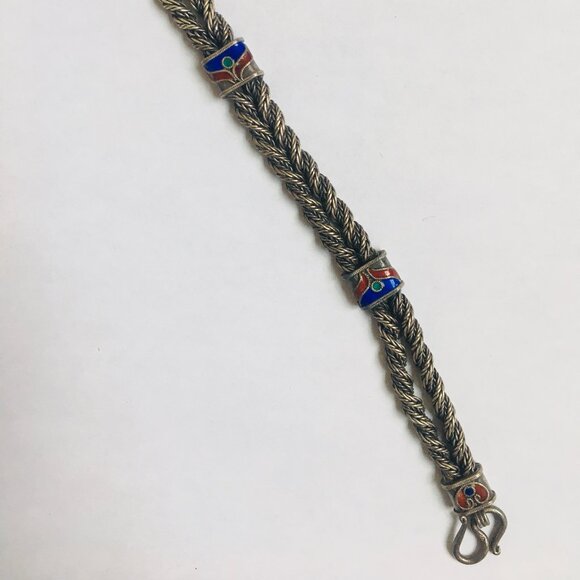 Silver and enamel bracelet - Picture 1 of 2